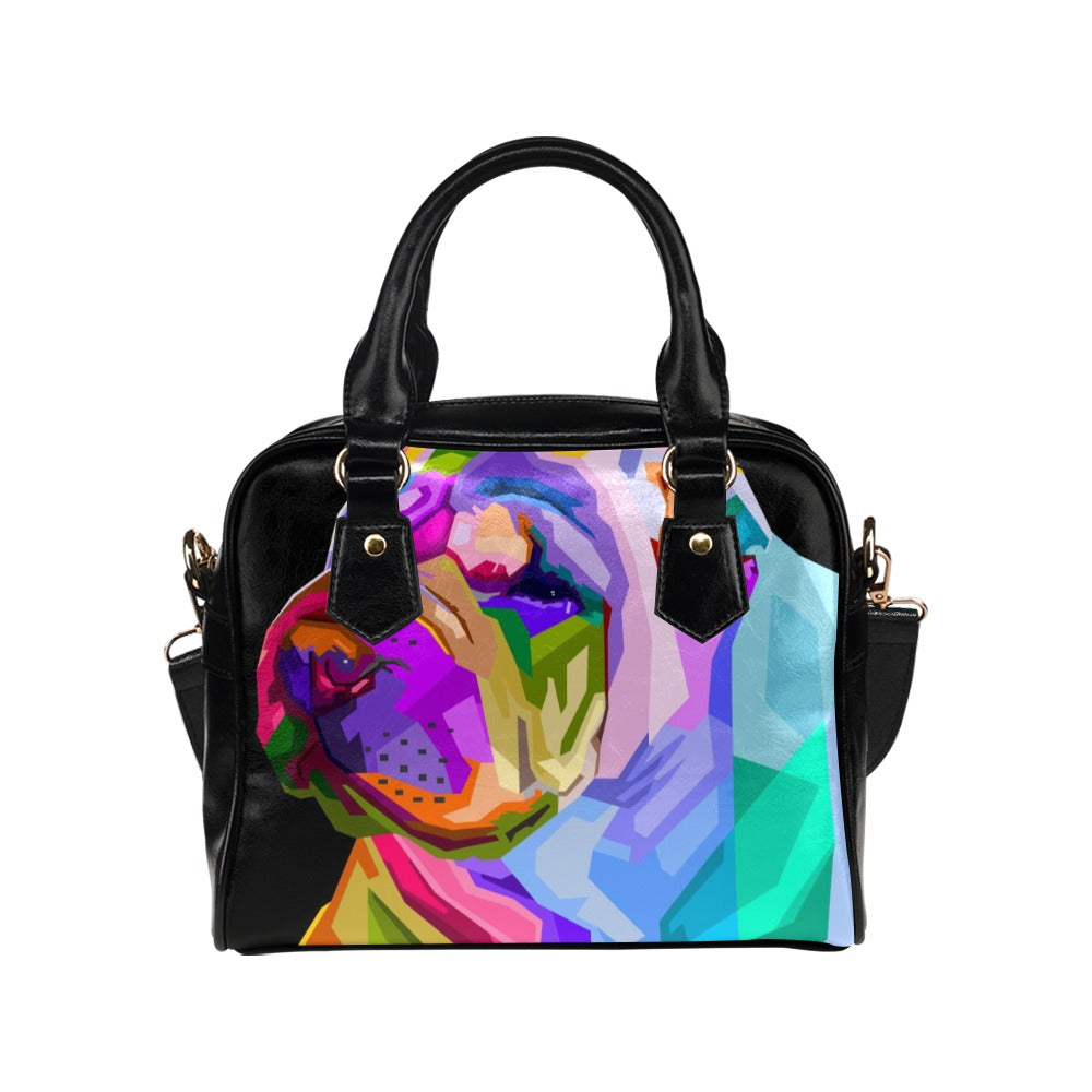 Colorful shar pei dog pop art style Shoulder Handbag