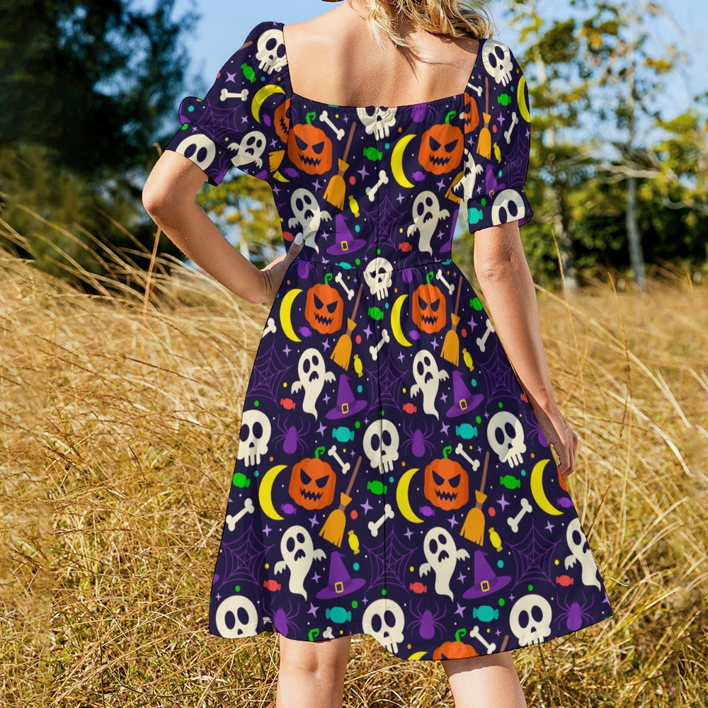 Halloween Hippie Skull Sweetheart Dress