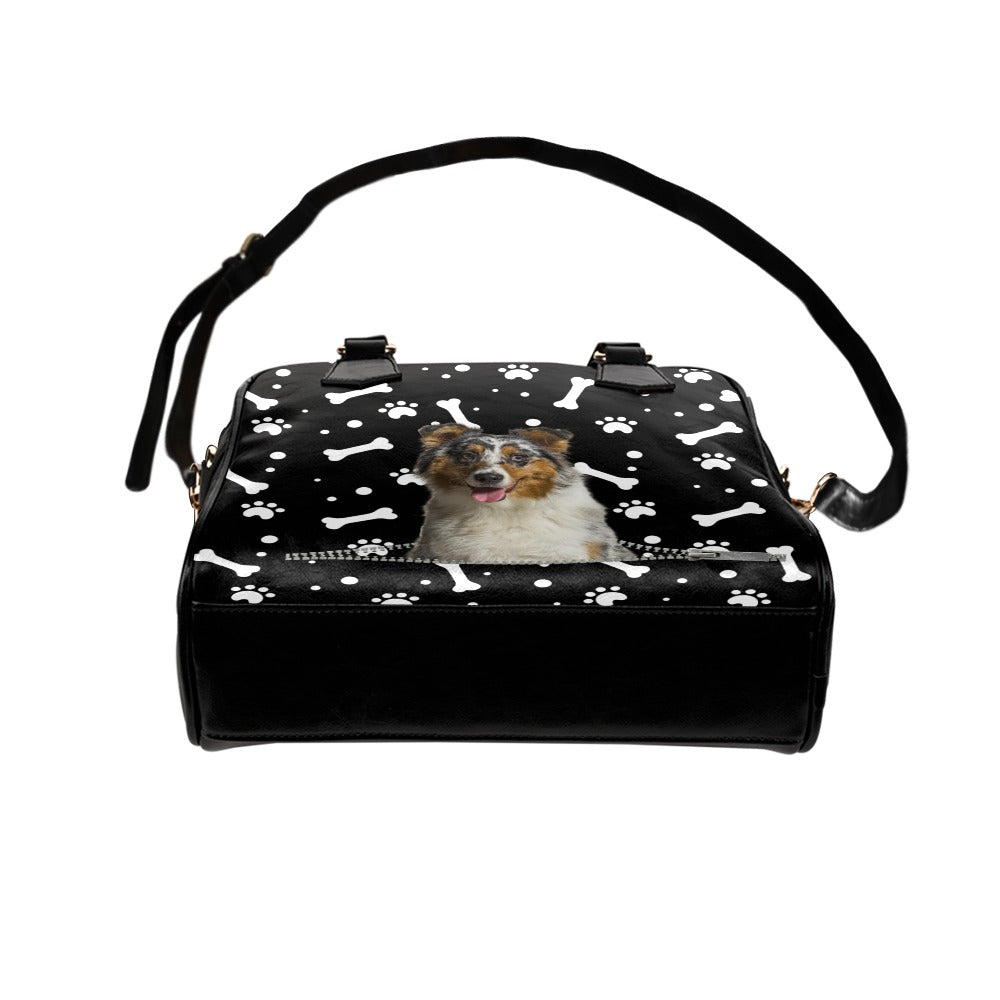 Australian Shepherd Zip Paws and Bones Shoulder Handbag