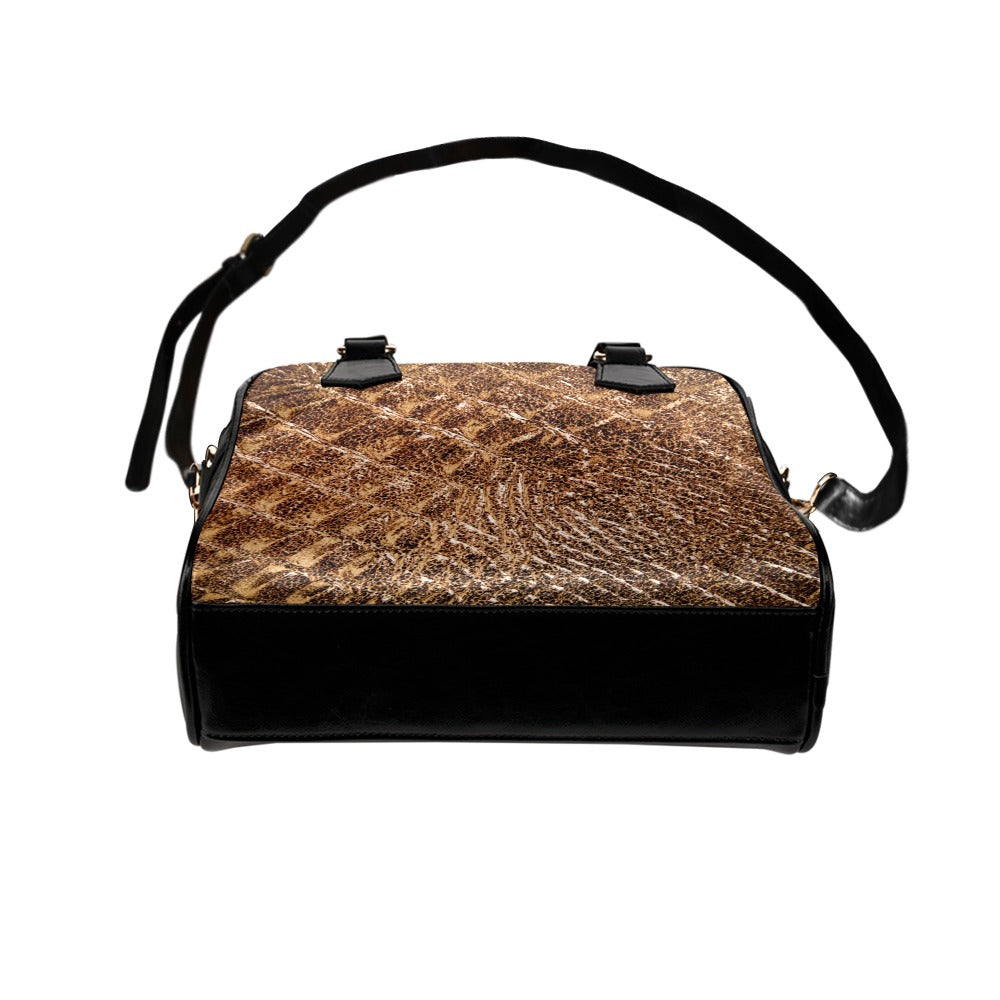 Reptile Skin Crocodile Snake Brown Shoulder Handbag