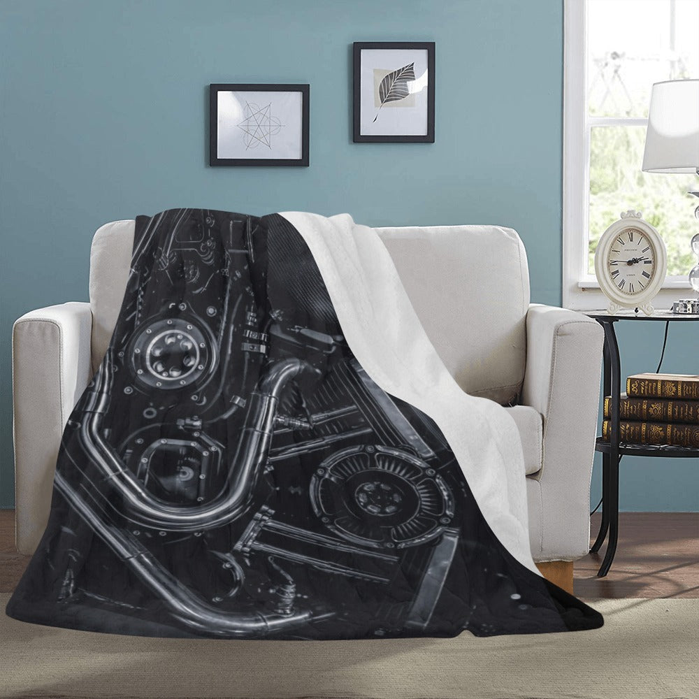 Motorcycle Engine Exhaust Pipes Mechanic Biker Ultra-Soft Micro Fleece Blanket 60"x80"