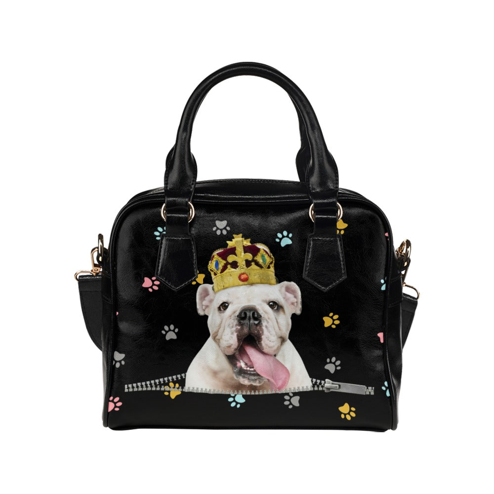 English Bulldog King Colorful Paws Shoulder Handbag