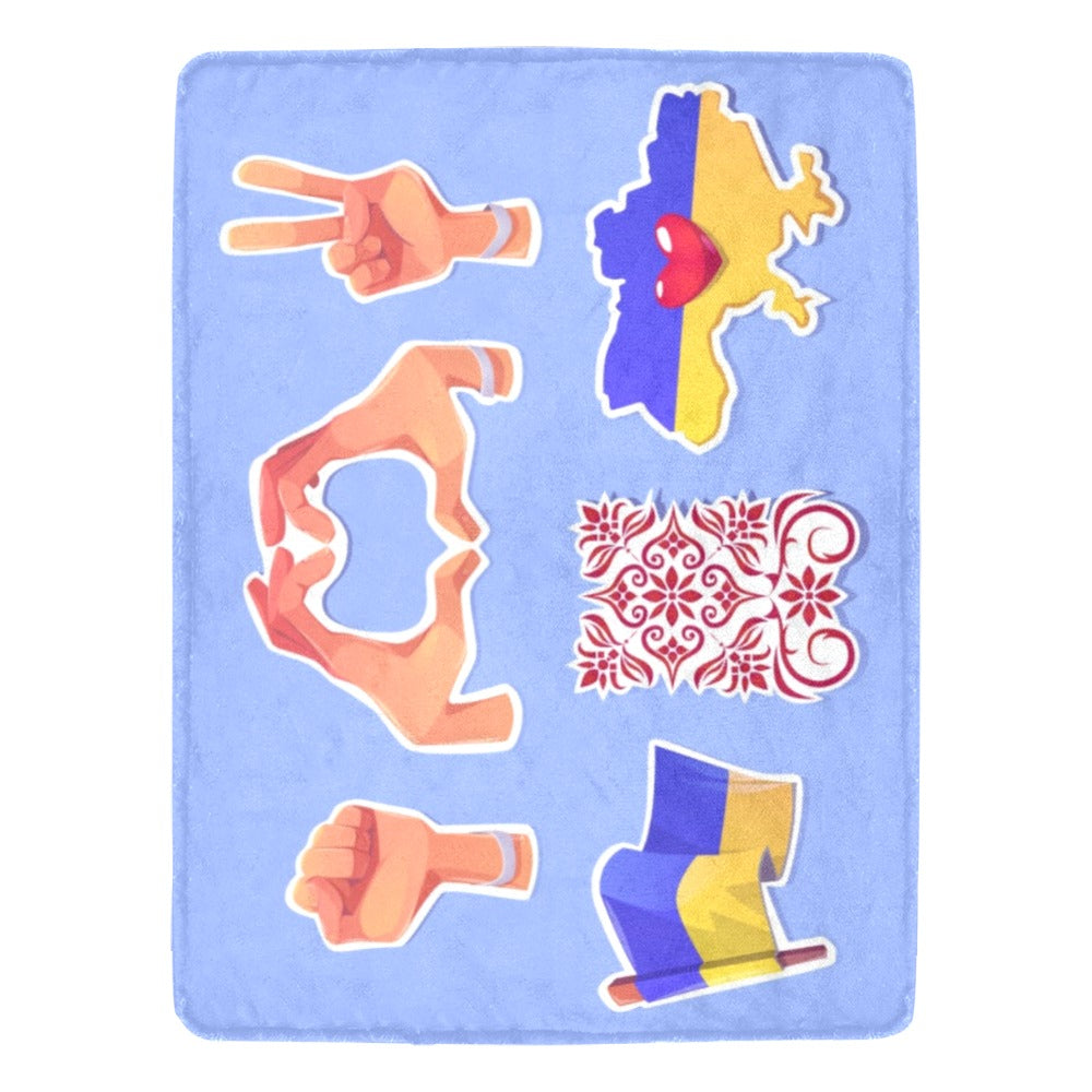 Freedom Ukraine Symbols With Flag Ultra-Soft Micro Fleece Blanket 60"x80"