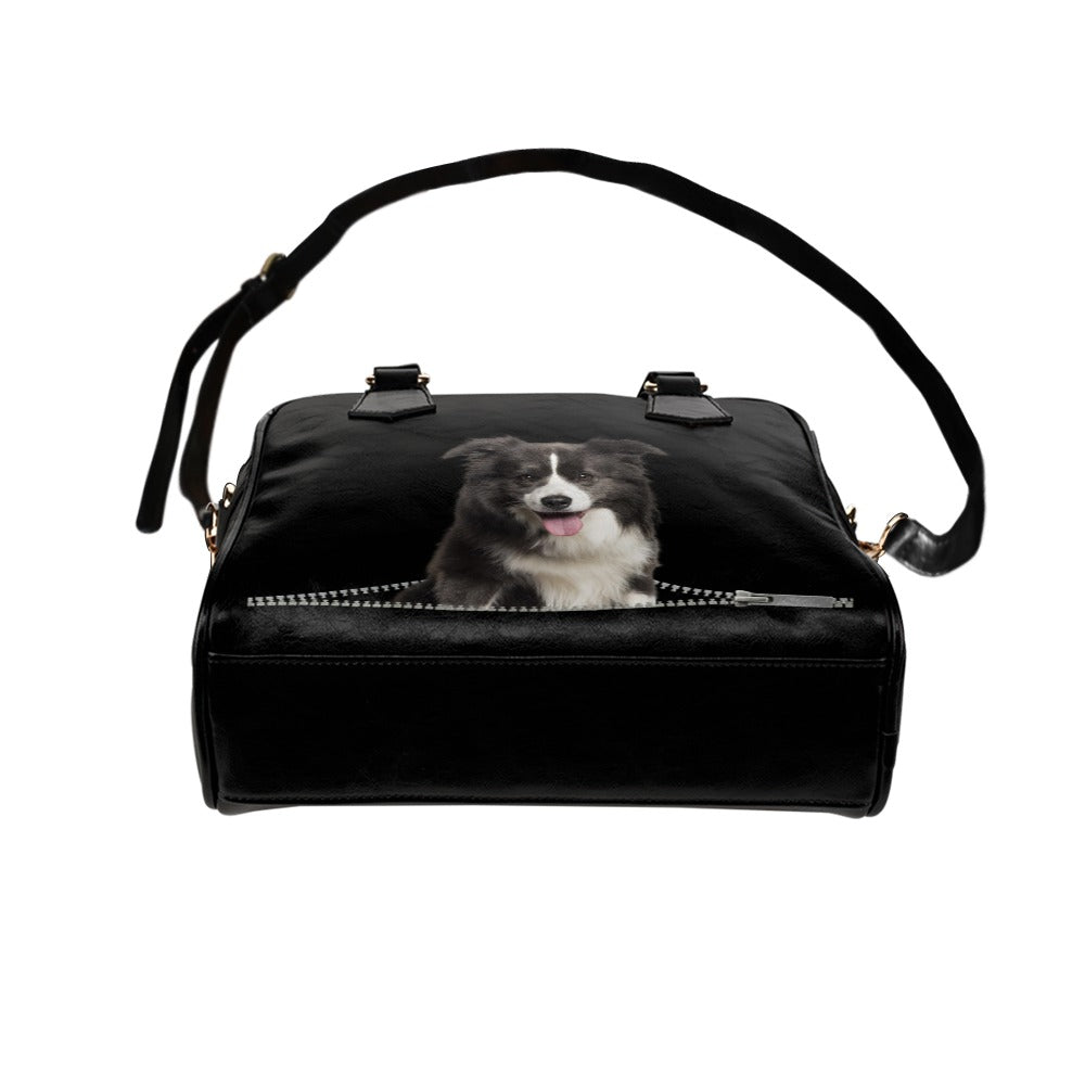 Border Collie Zip Shoulder Handbag