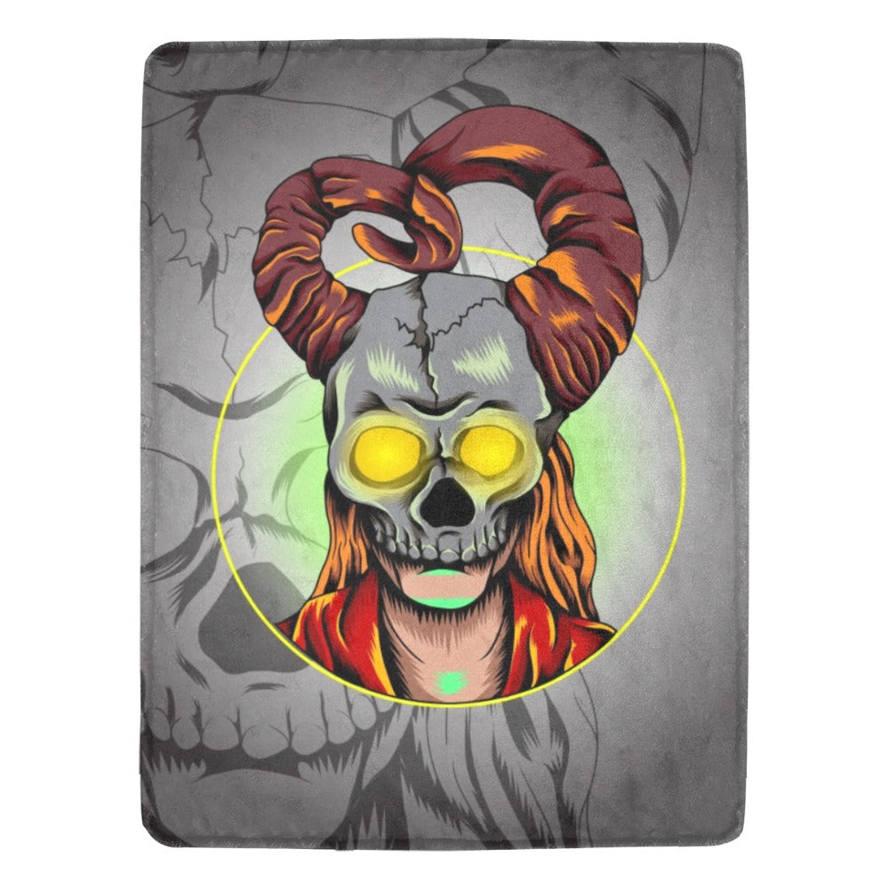 Girl With Horned Skull Mask Ultra-Soft Micro Fleece Blanket 60"x80"