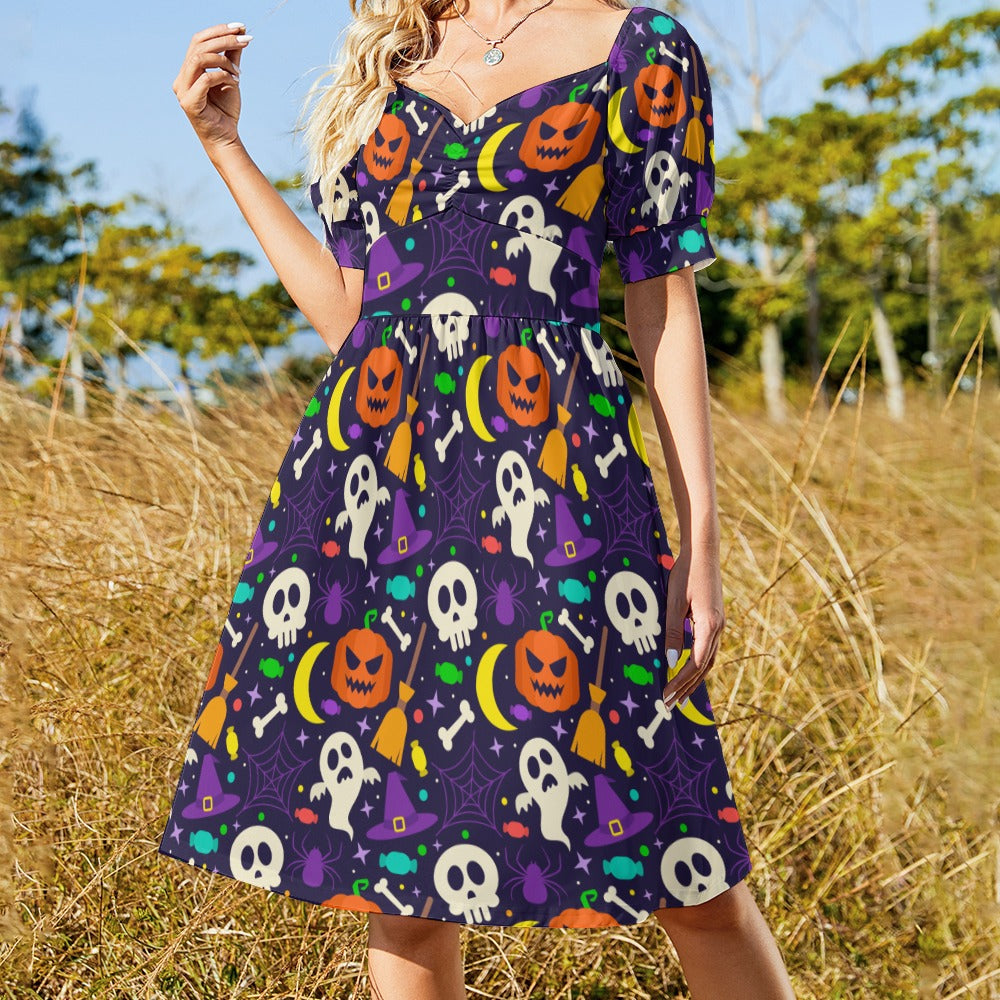 Halloween Hippie Skull Sweetheart Dress