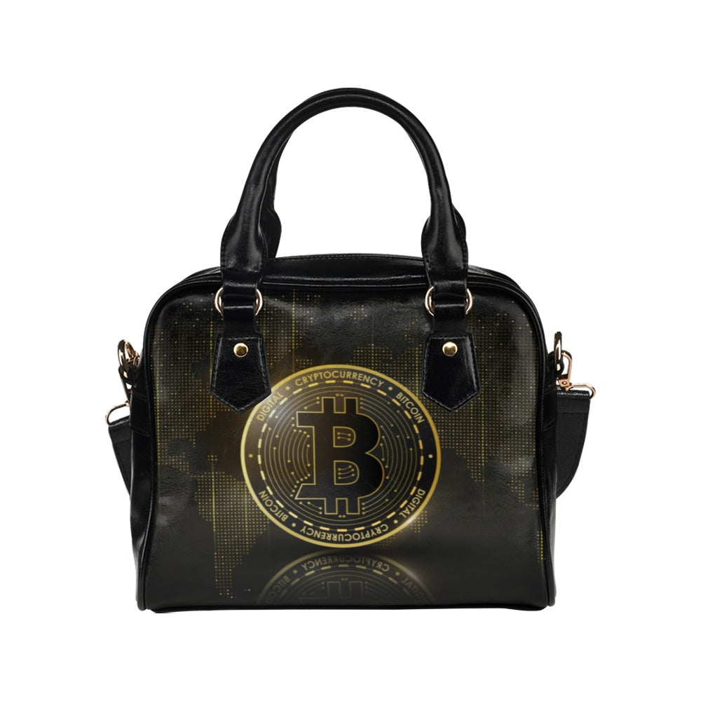 Bitcoin World Map Shoulder Handbag