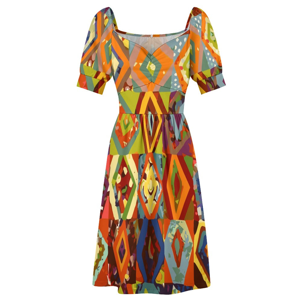 Hippie Retro Colors Sweetheart Dress