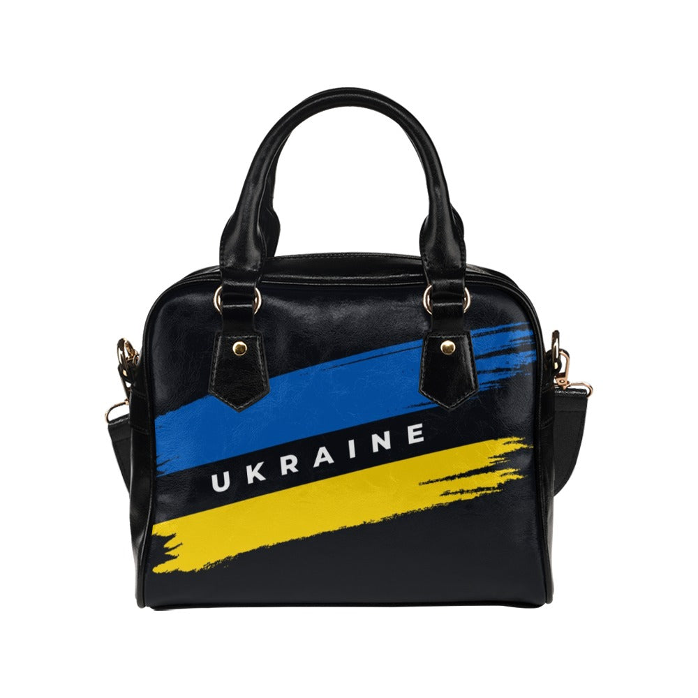 Ukraine Flag With Brush Concept Grunge Style Shoulder Handbag