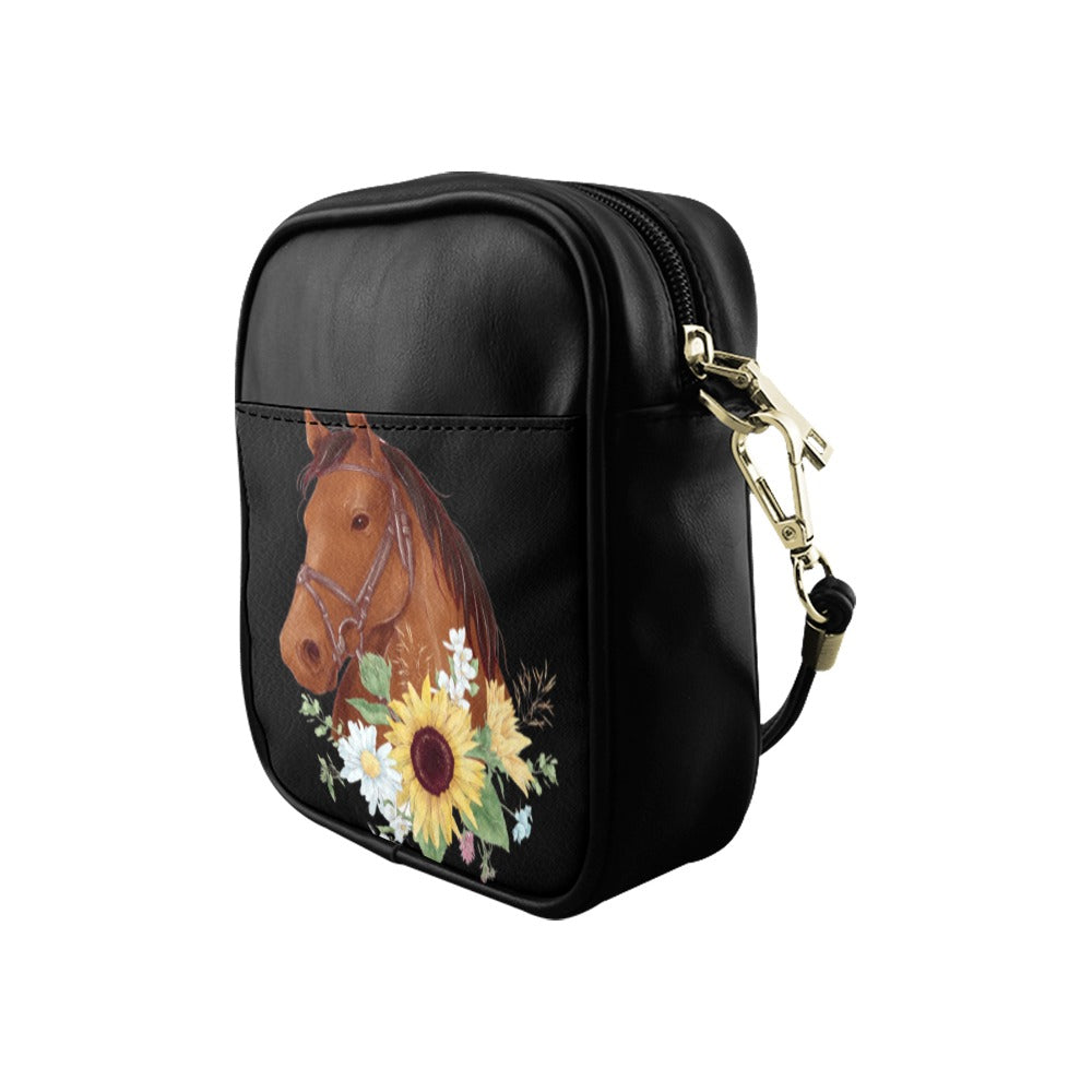 Horse Flowers Sling Bag