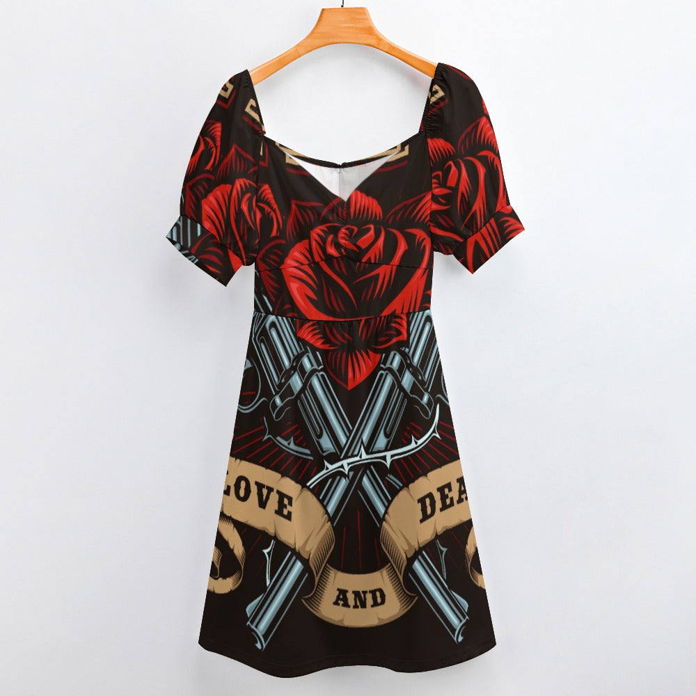 Guns Roses Biker Girl Sweetheart Dress