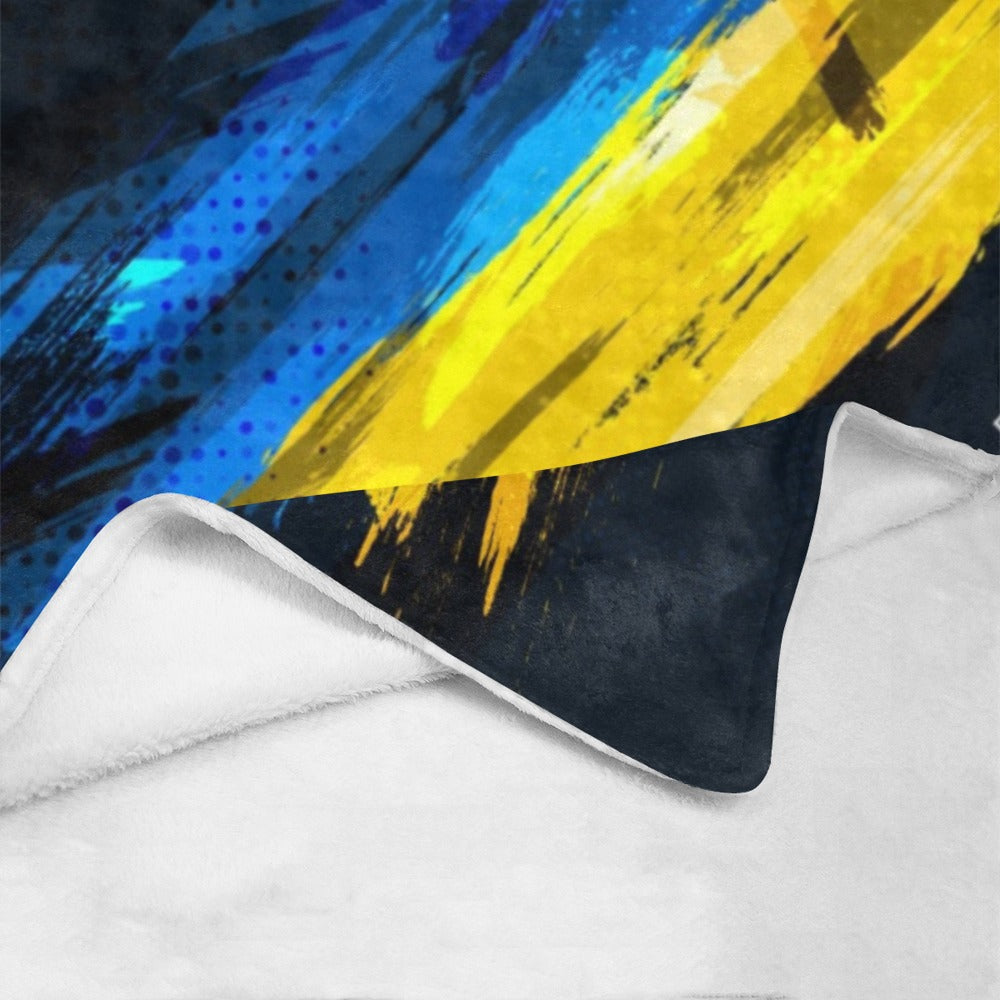 Ukraine Flag With Brush Concept Halftone Effect Grunge Style Ultra-Soft Micro Fleece Blanket 60"x80"