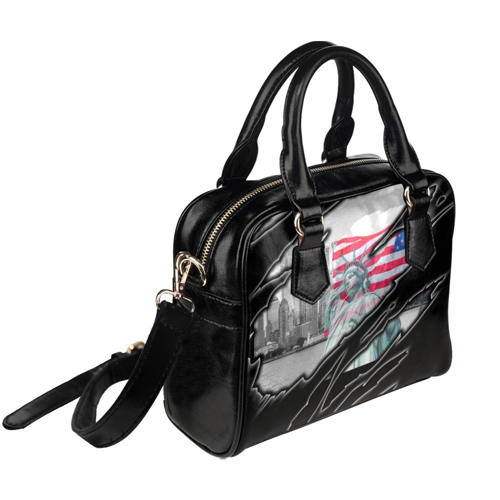 Statue Liberty American Flag New York Skyline Shoulder Handbag