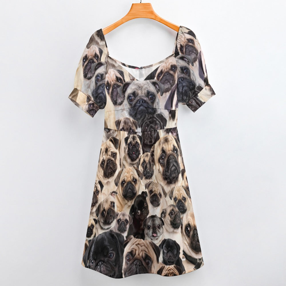 Pug Full Face Cute  Gift Dog Lover Printed Sweetheart Dress