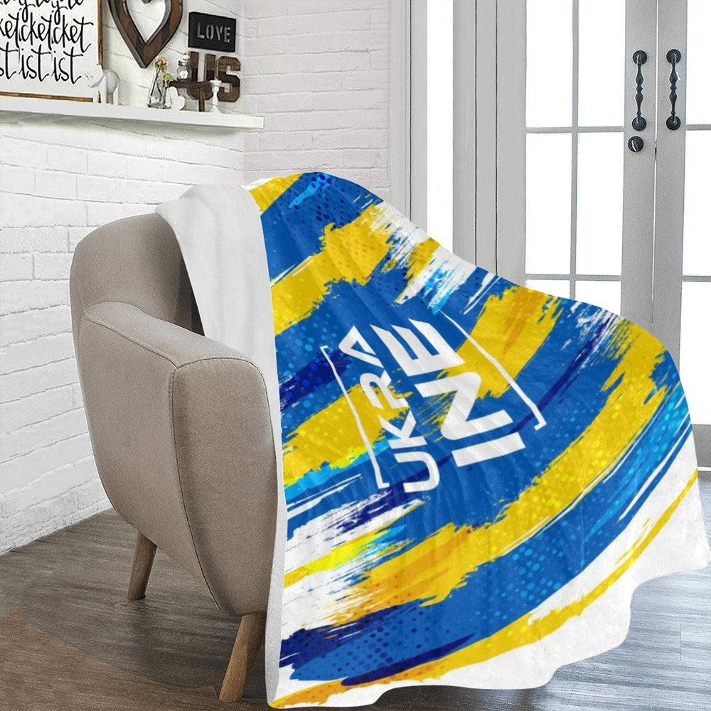 Ukraine Brush Concept Flag Colors Hand Painted Style Ultra-Soft Micro Fleece Blanket 60"x80"