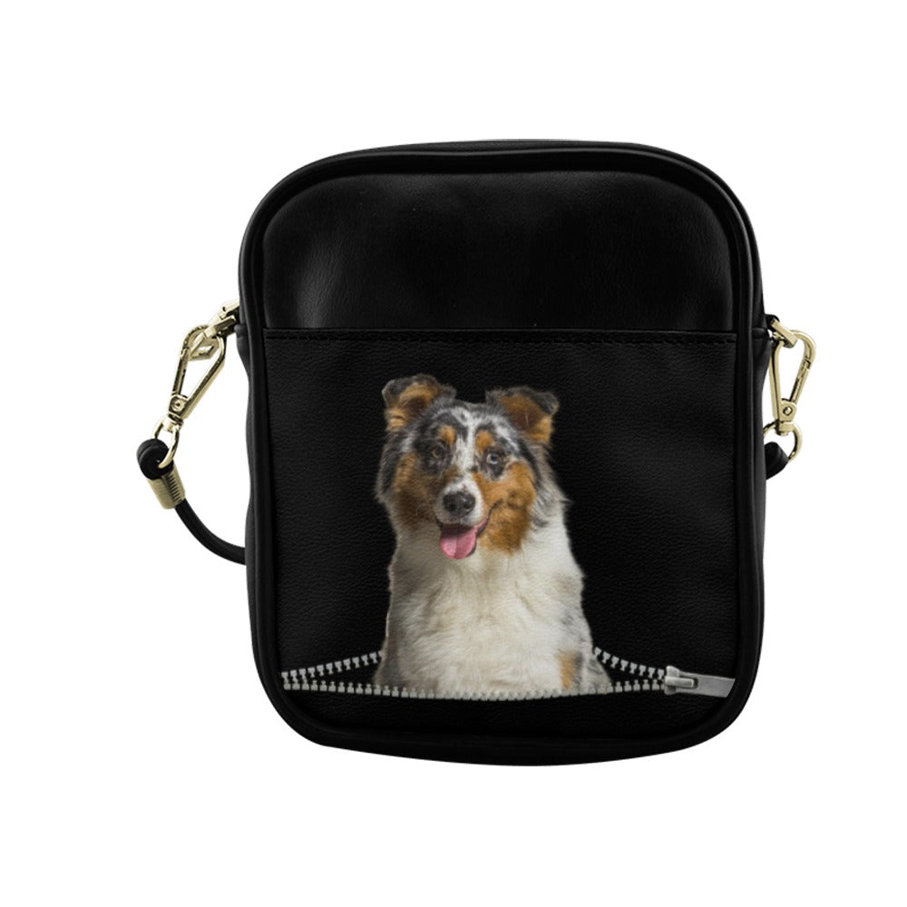 Australian Shepherd Zip Sling Bag