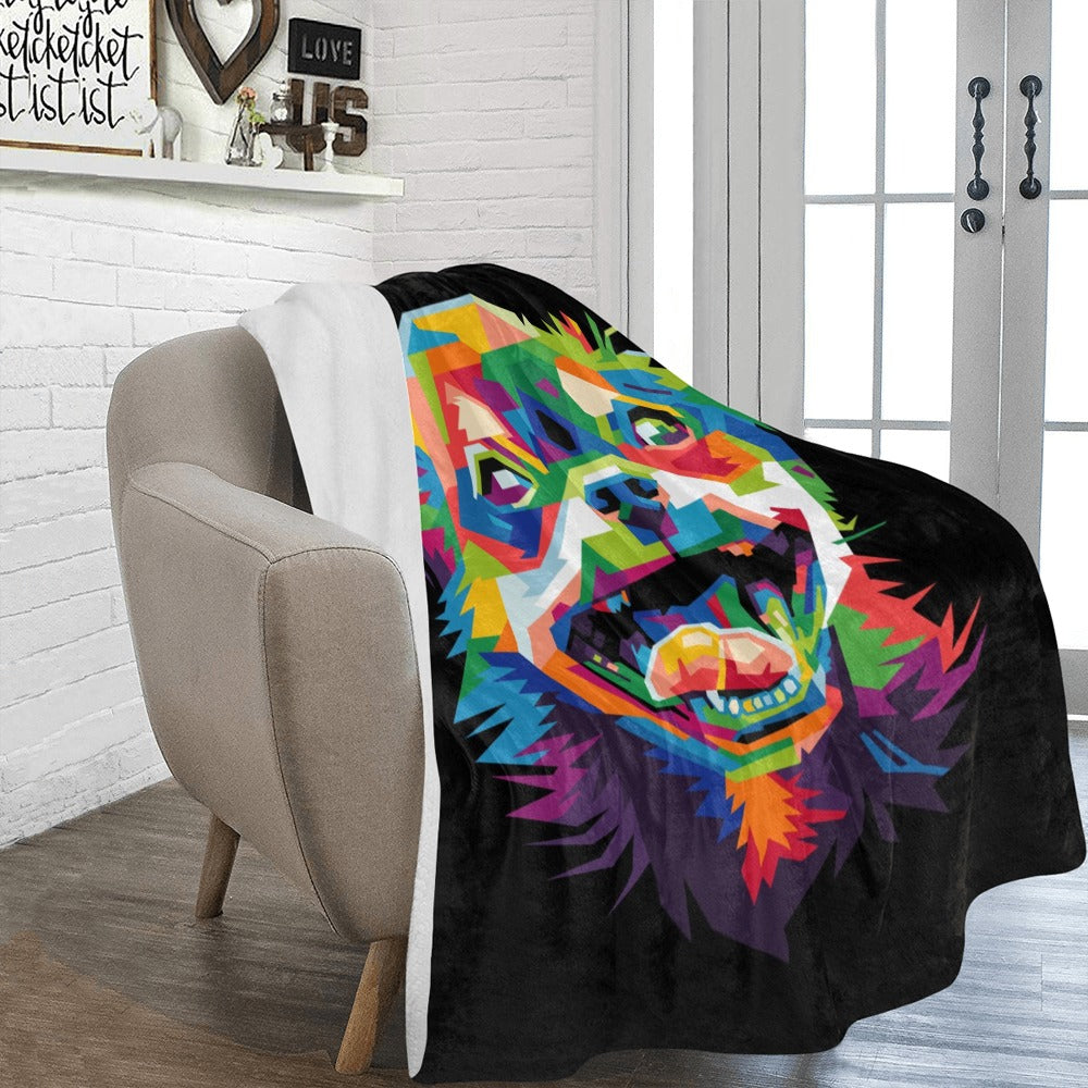 Colorful Dog Head Ultra-Soft Micro Fleece Blanket 60"x80"