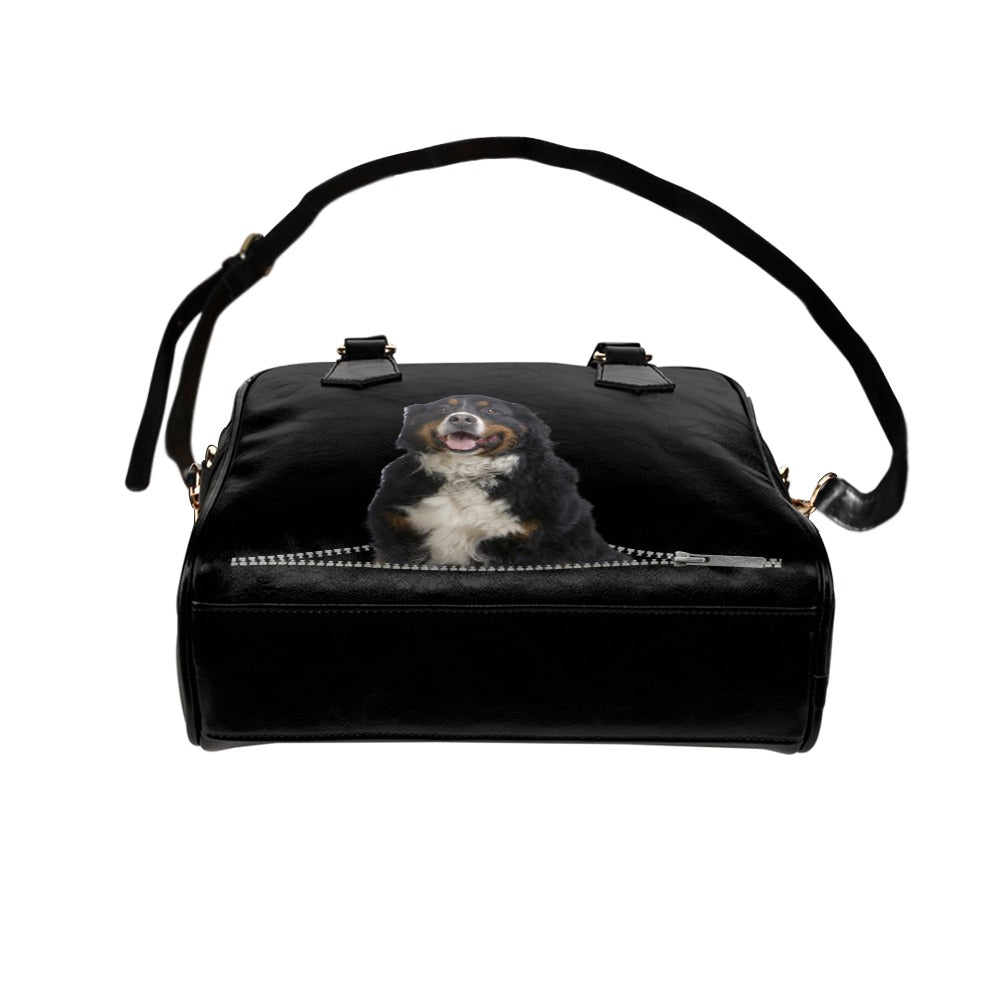 Bernese Mountain Dog Zip Shoulder Handbag