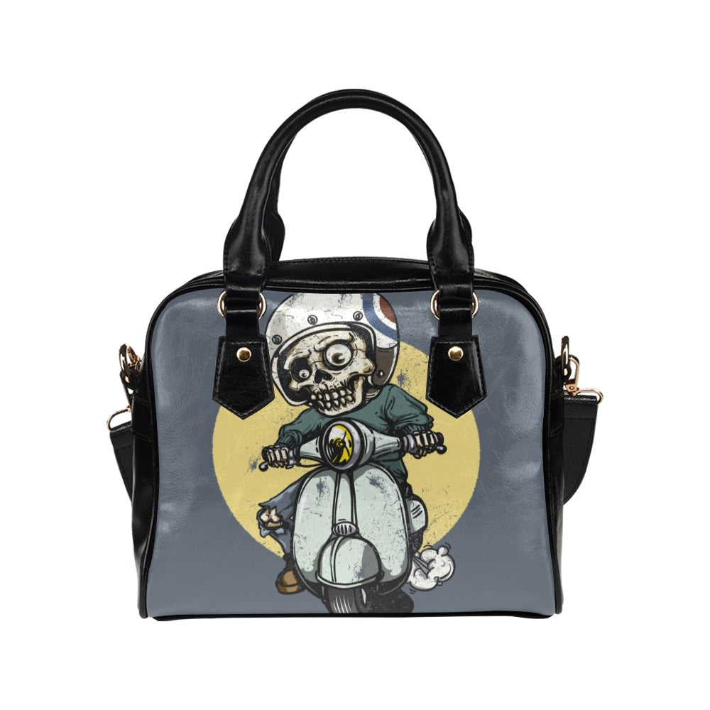 Skeleton Riding Motorbike Shoulder Handbag