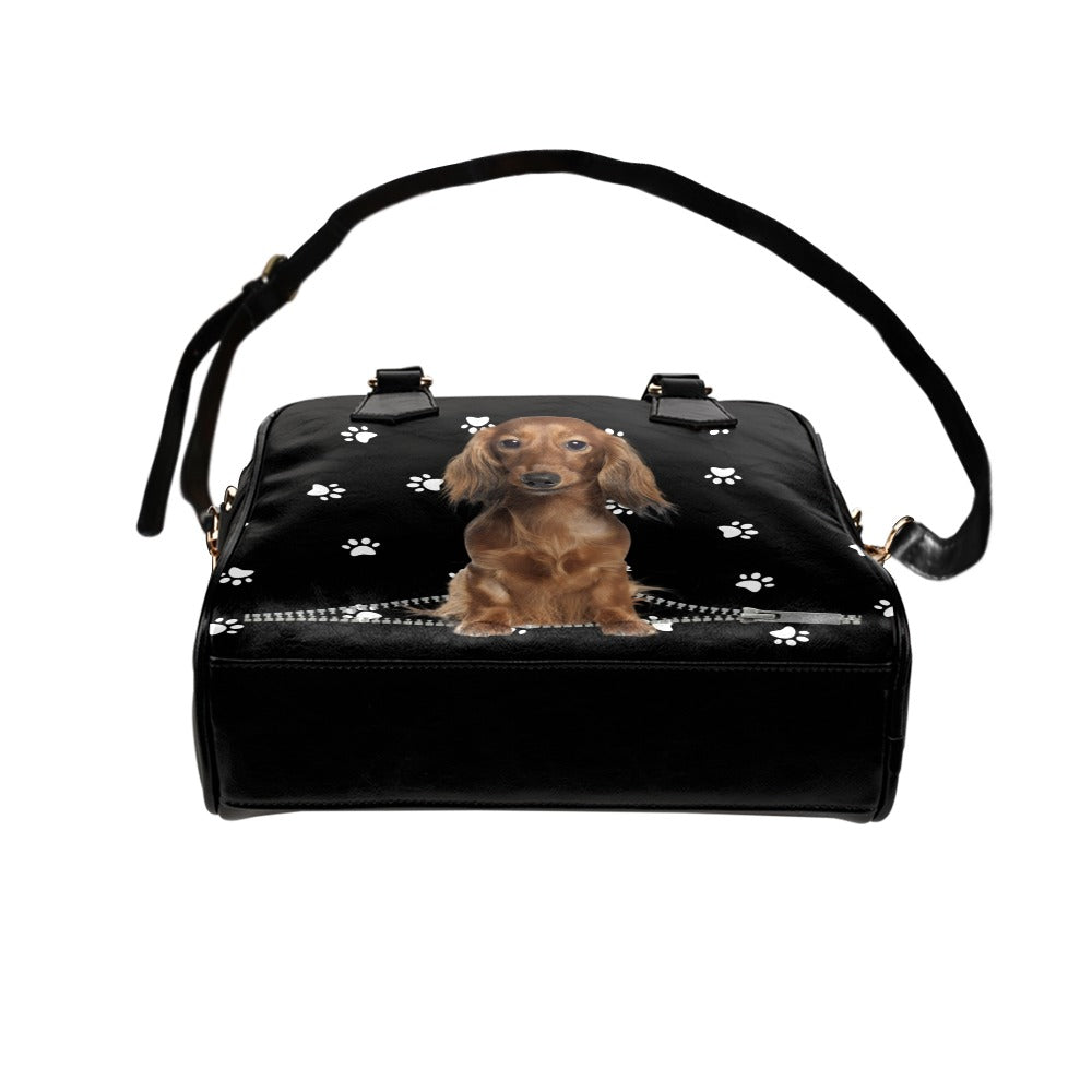 Dachshund Zip Paws Shoulder Handbag