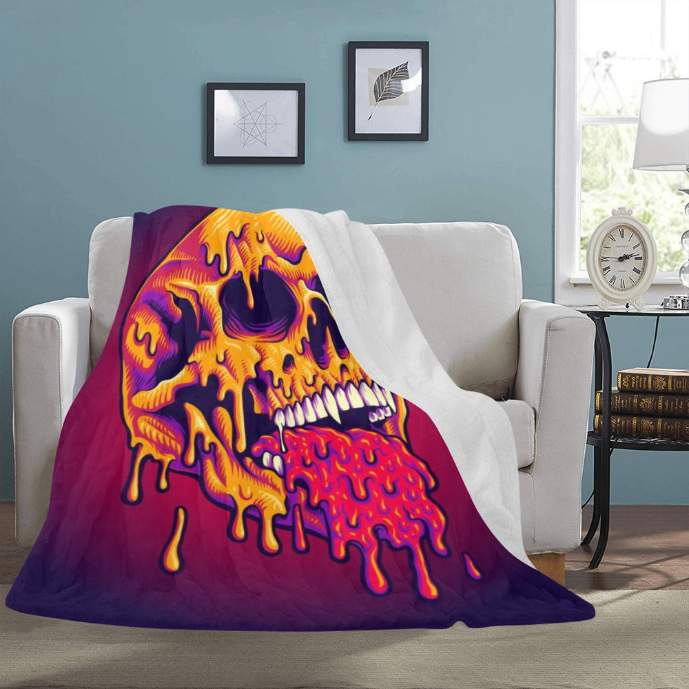 Psychedelic Trippy Zombie Skull Melt Ultra-Soft Micro Fleece Blanket 60"x80"