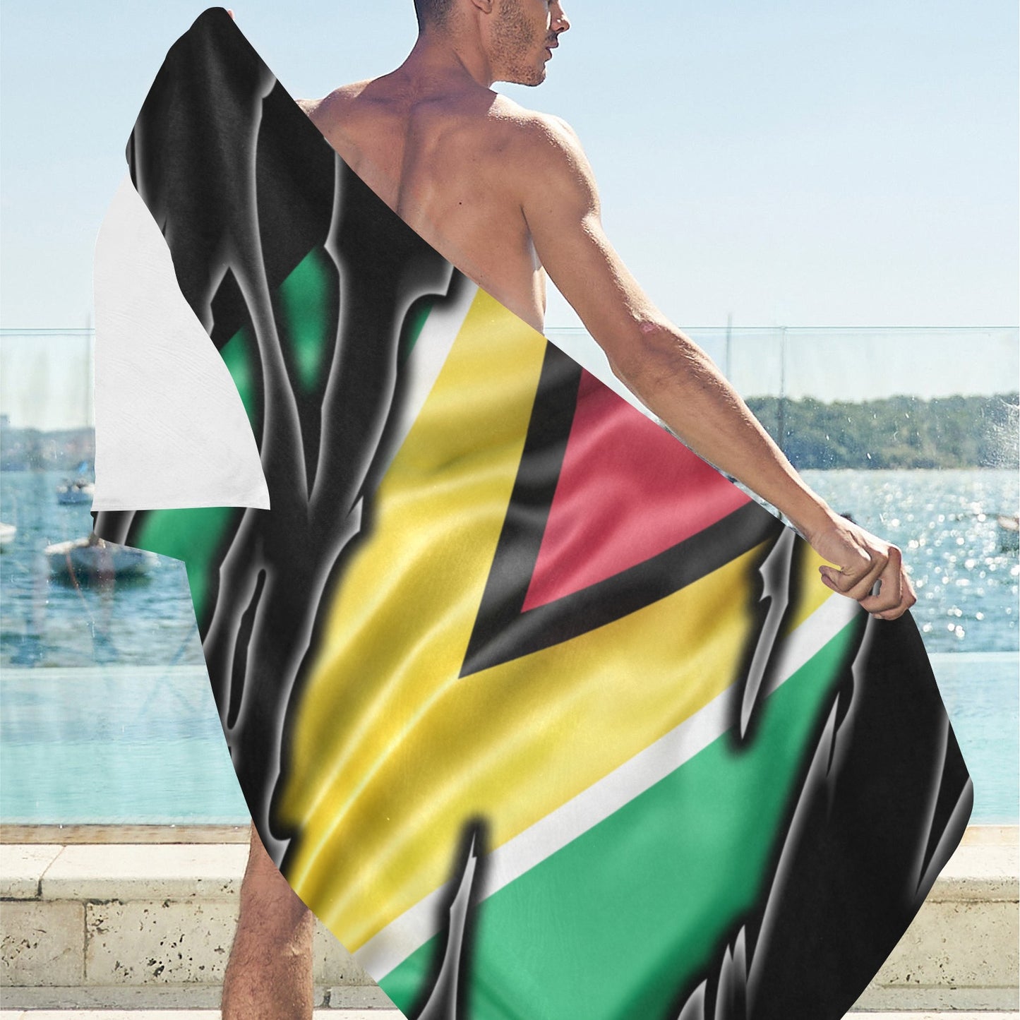 Flag Guyana patriot love Beach Towel 32"x 71"