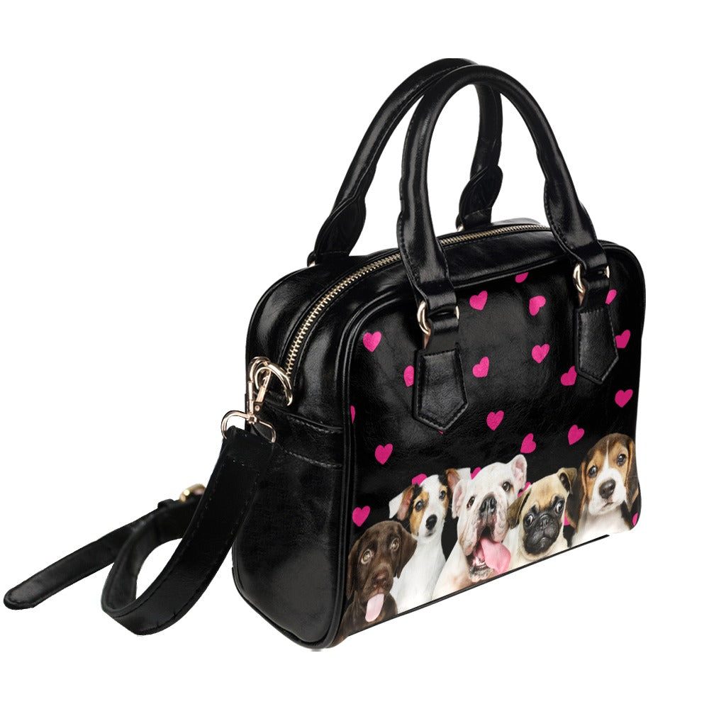 Puppies Hearts Shoulder Handbag