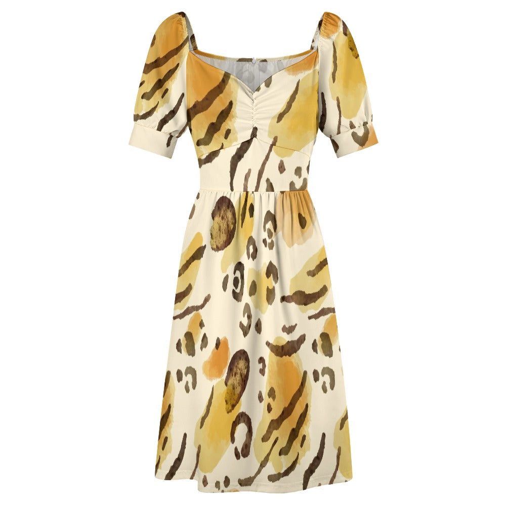 Jaguar Skin Printed Sweetheart Dress