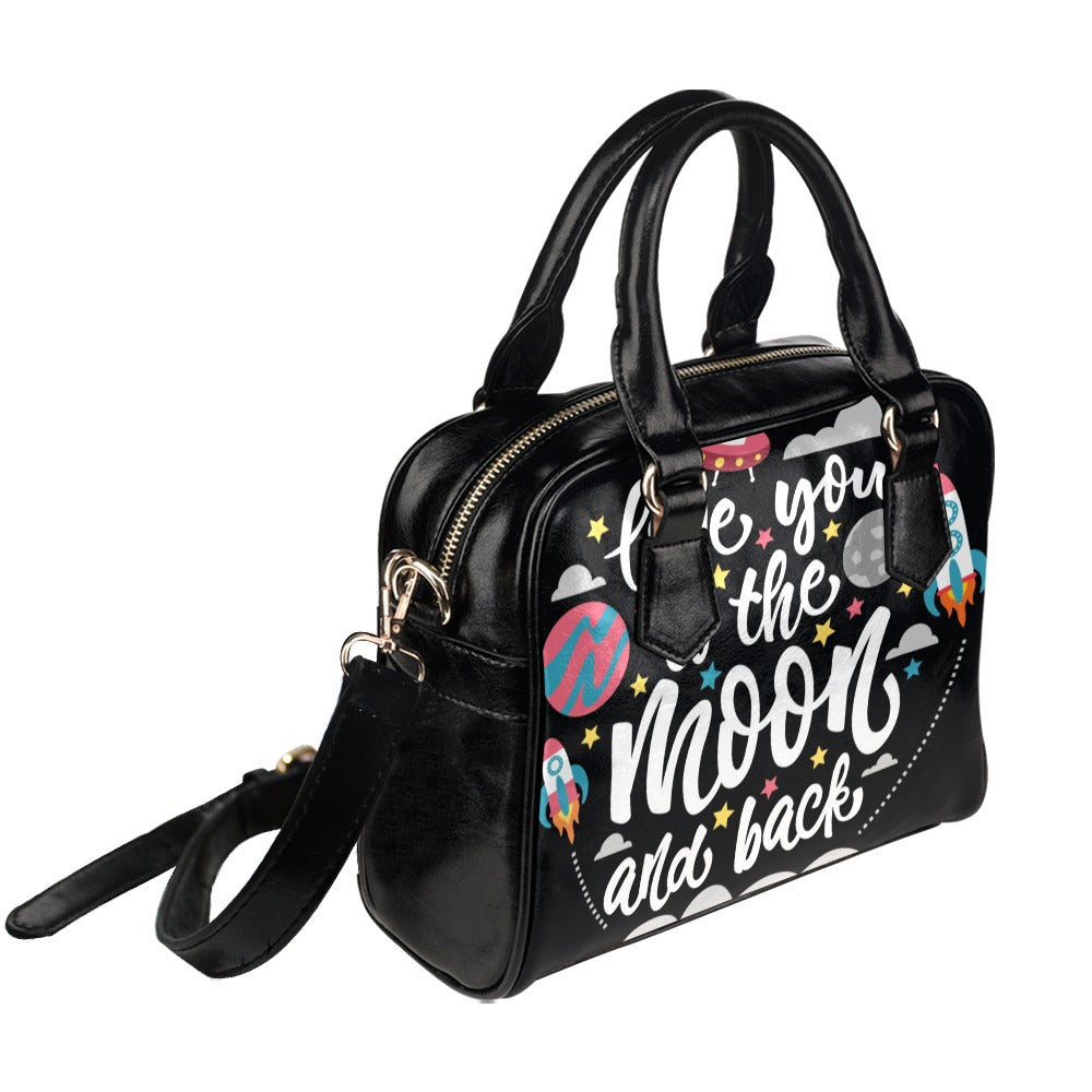 Quotes Space Love you to the Moon and Back Shoulder Handbag