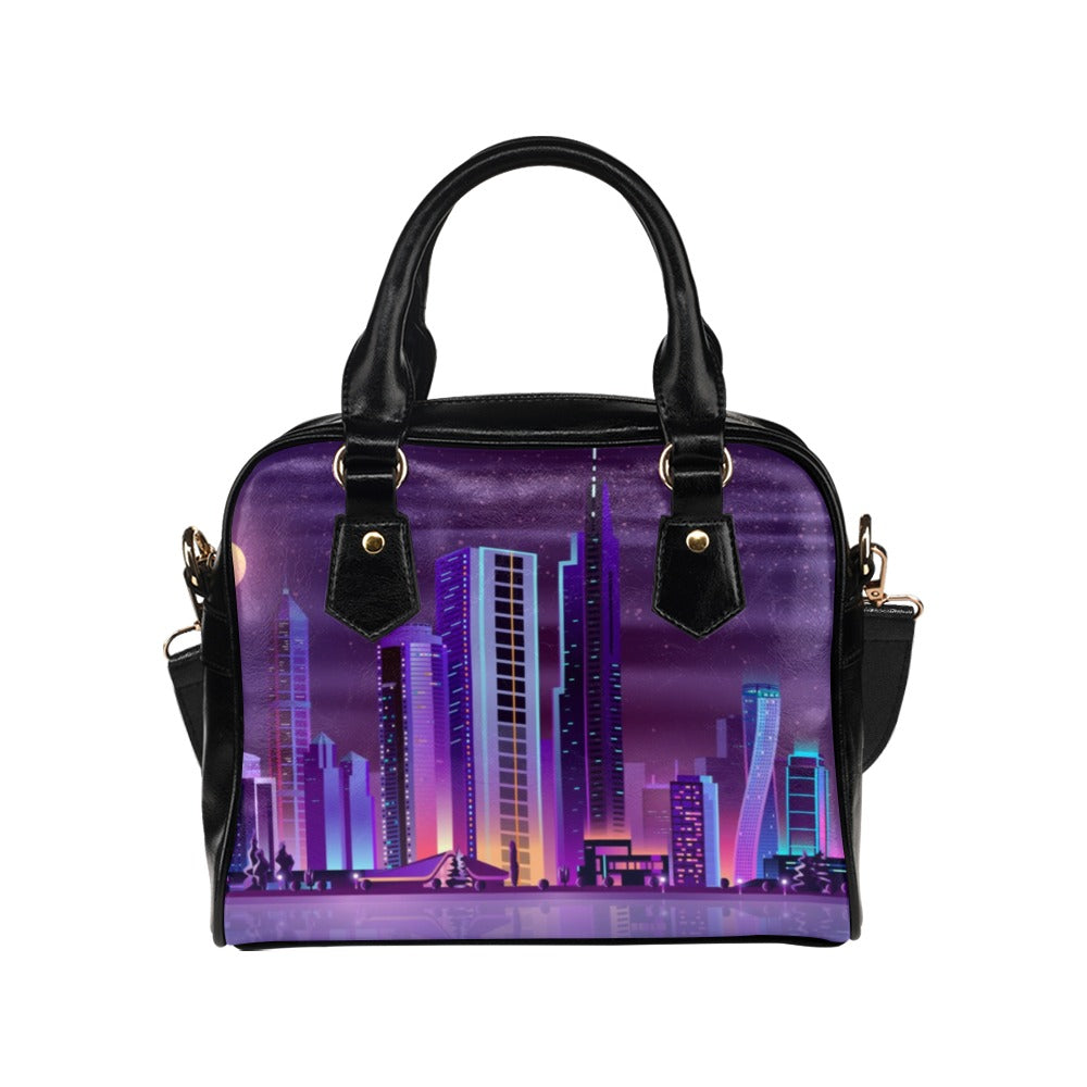 Dubai Skyline City Lights Shoulder Handbag