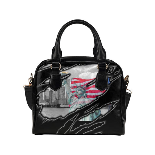 Statue Liberty American Flag New York Skyline Shoulder Handbag