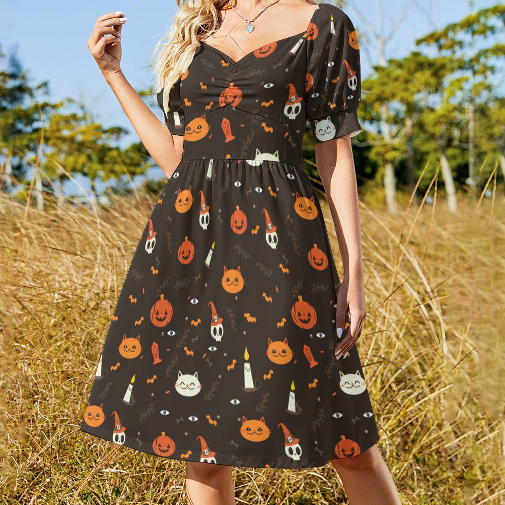 Pumpkin Skull Halloween Sweetheart Dress