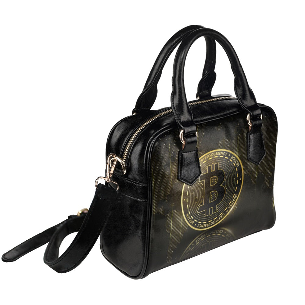 Bitcoin World Map Shoulder Handbag