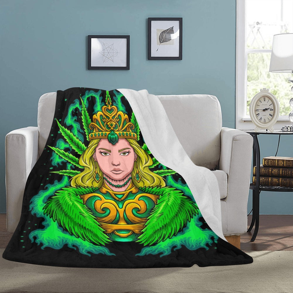 Royal Marijuana Queen Illustration Ultra-Soft Micro Fleece Blanket 60"x80"