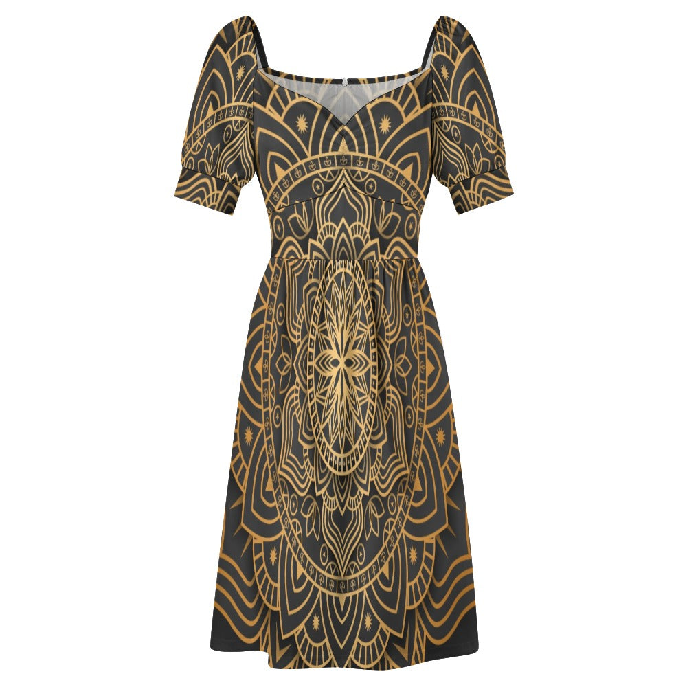 Luxury mandala with gold den Print Sweetheart Dress