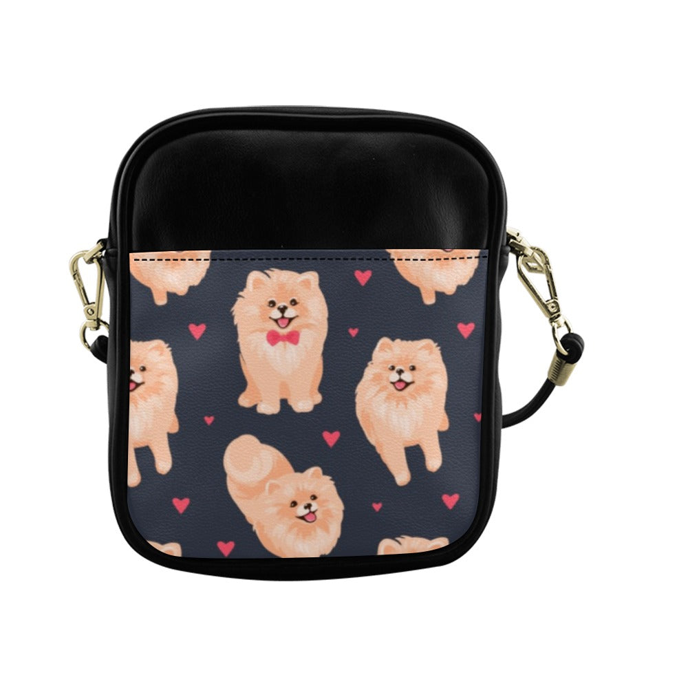 Pomeranian Spitz Puppy Cartoon Pattern Sling Bag