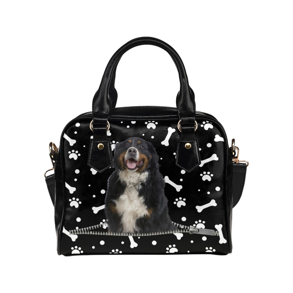 Bernese Mountain Dog Zip Paws and Bones Shoulder Handbag