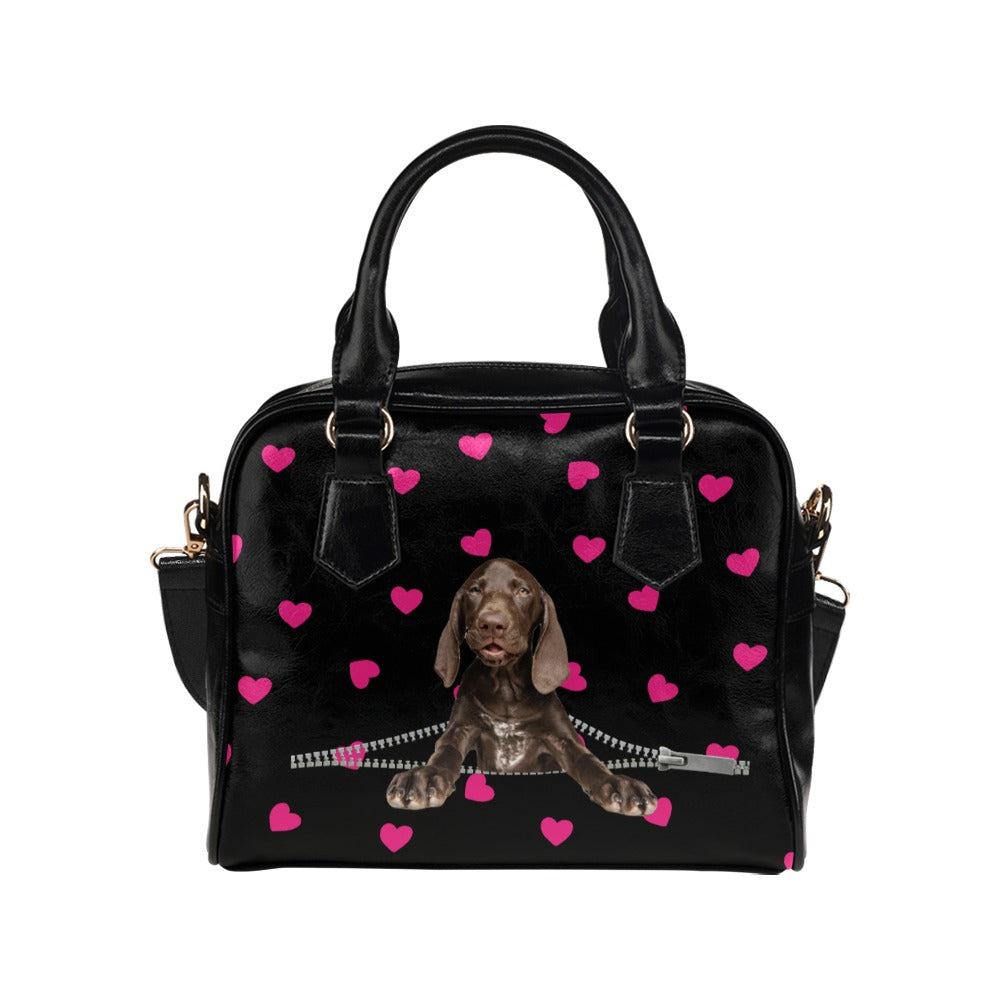 Weimaraner Zip Hearts Shoulder Handbag