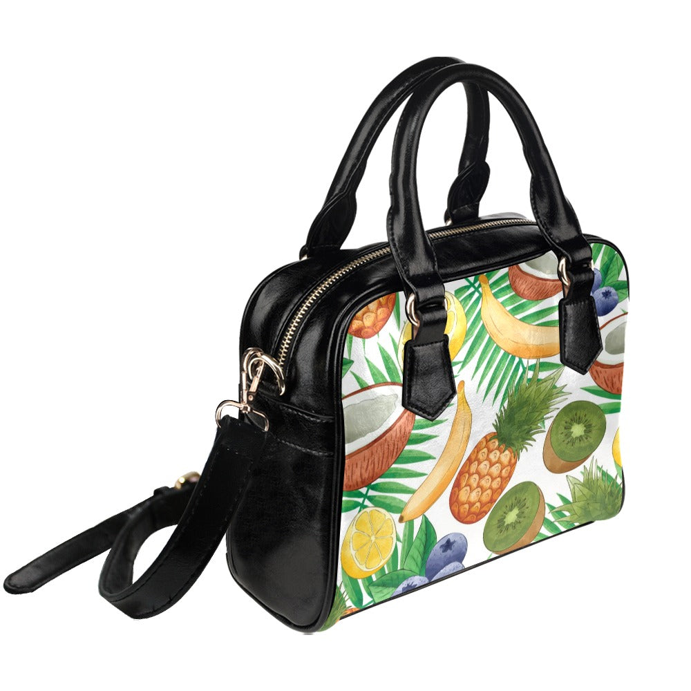 Exotic Fruit Pattern Banana Coconut Kiwi Pineapple Shoulder Handbag