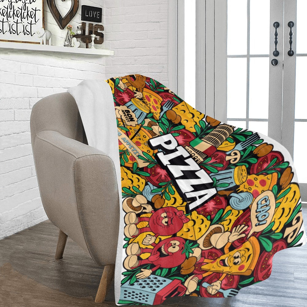 Colorful Pizza Cartoon Style Ultra-Soft Micro Fleece Blanket 60"x80"