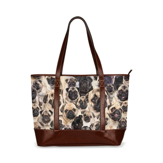 Pug Full Face Cute Gift Dog Lover Tote Handbag