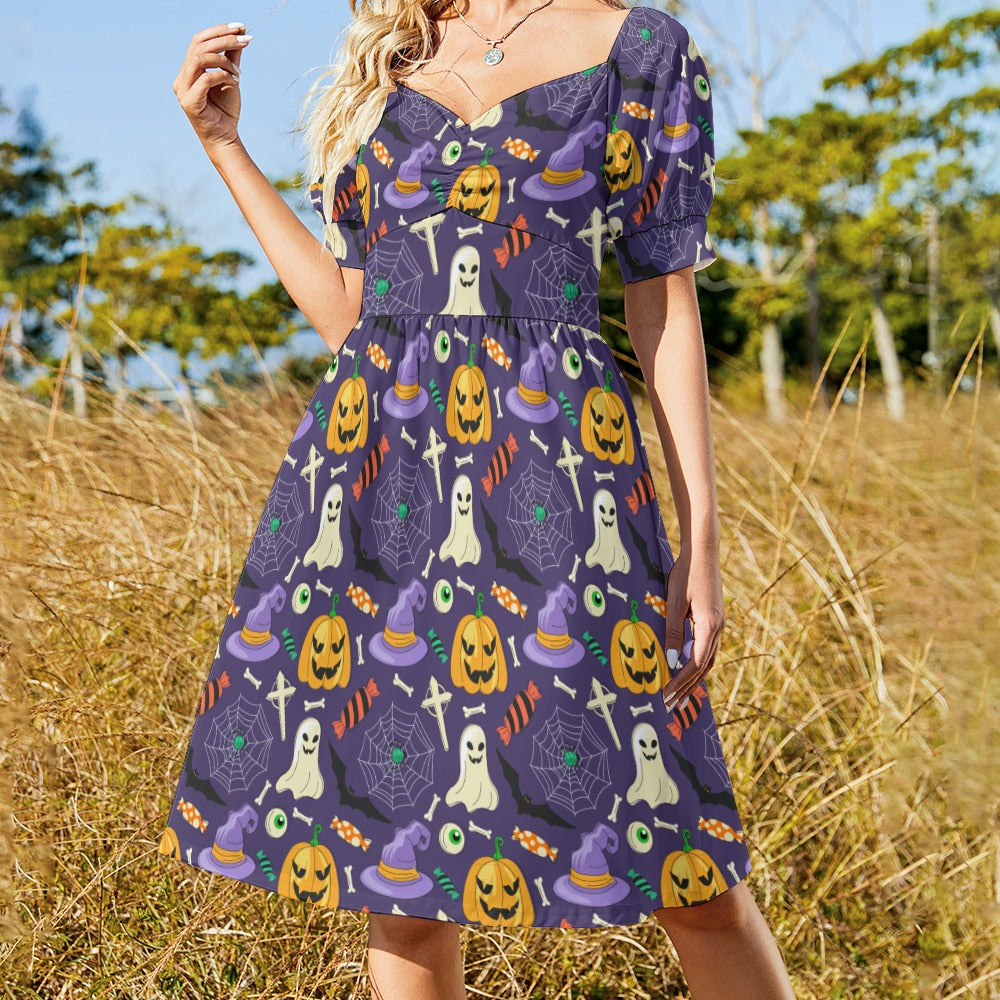 Halloween Pumpkin Ghost Sweetheart Dress