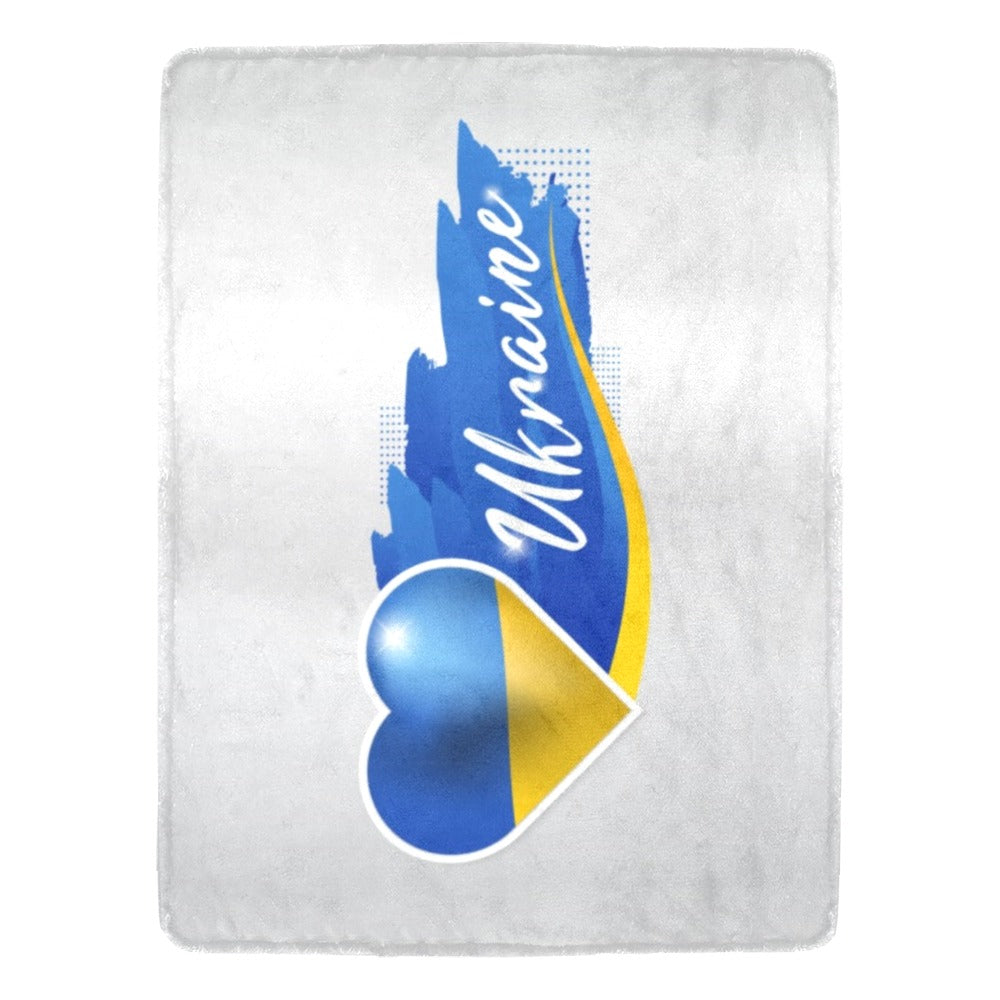 Ukraine Heart With Silver Background Ultra-Soft Micro Fleece Blanket 60"x80"