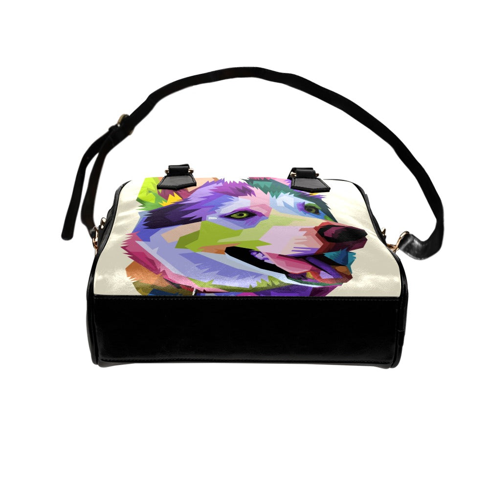 Cute husky dog pop art style Shoulder Handbag