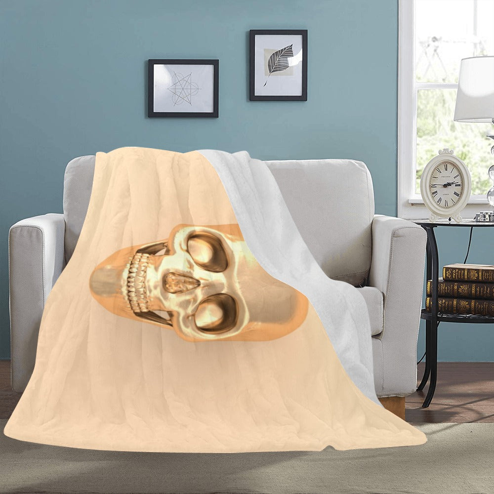 Golden 3D Skull Ultra-Soft Micro Fleece Blanket 60"x80"