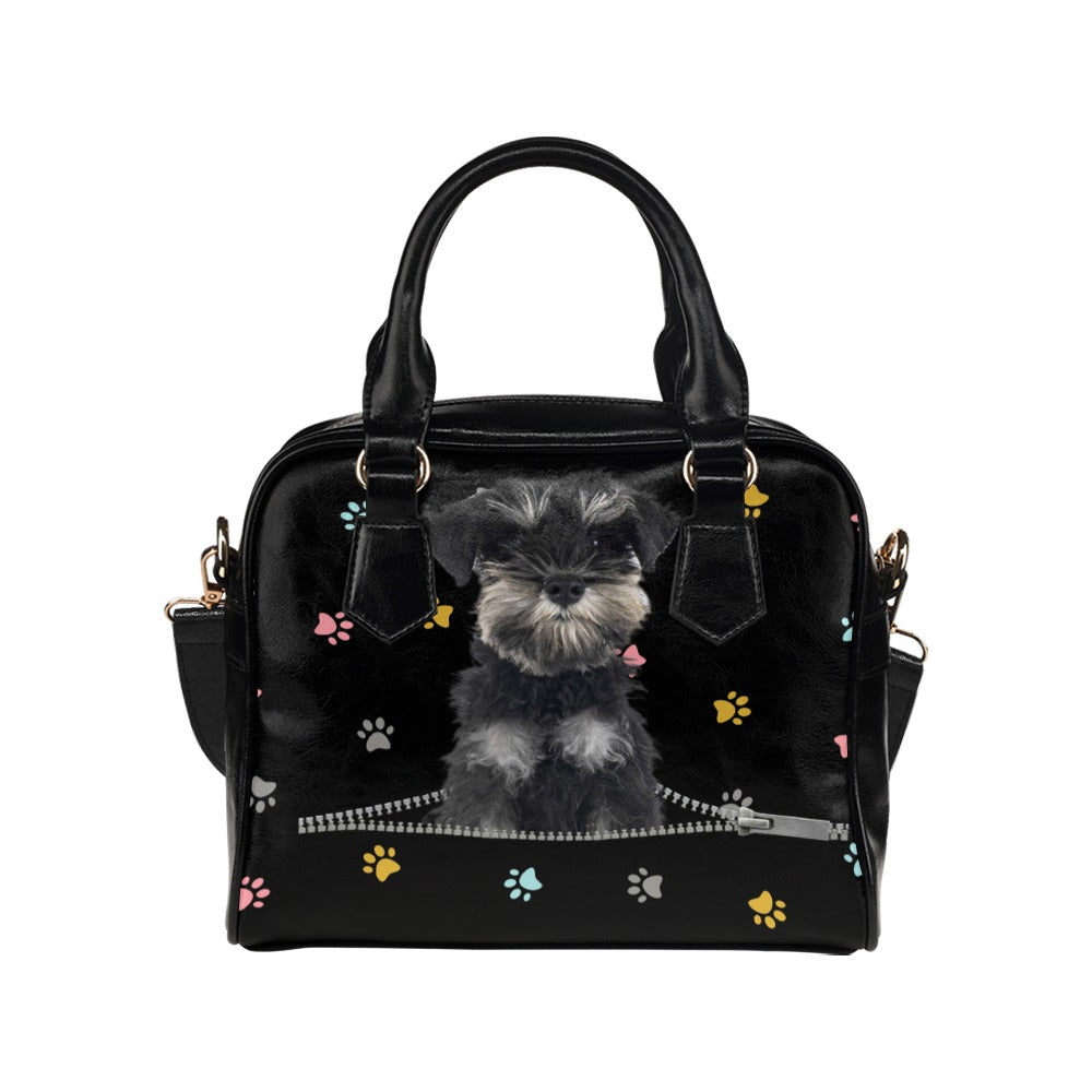 Miniature Schnauzer Zip Colorful Paws Shoulder Handbag