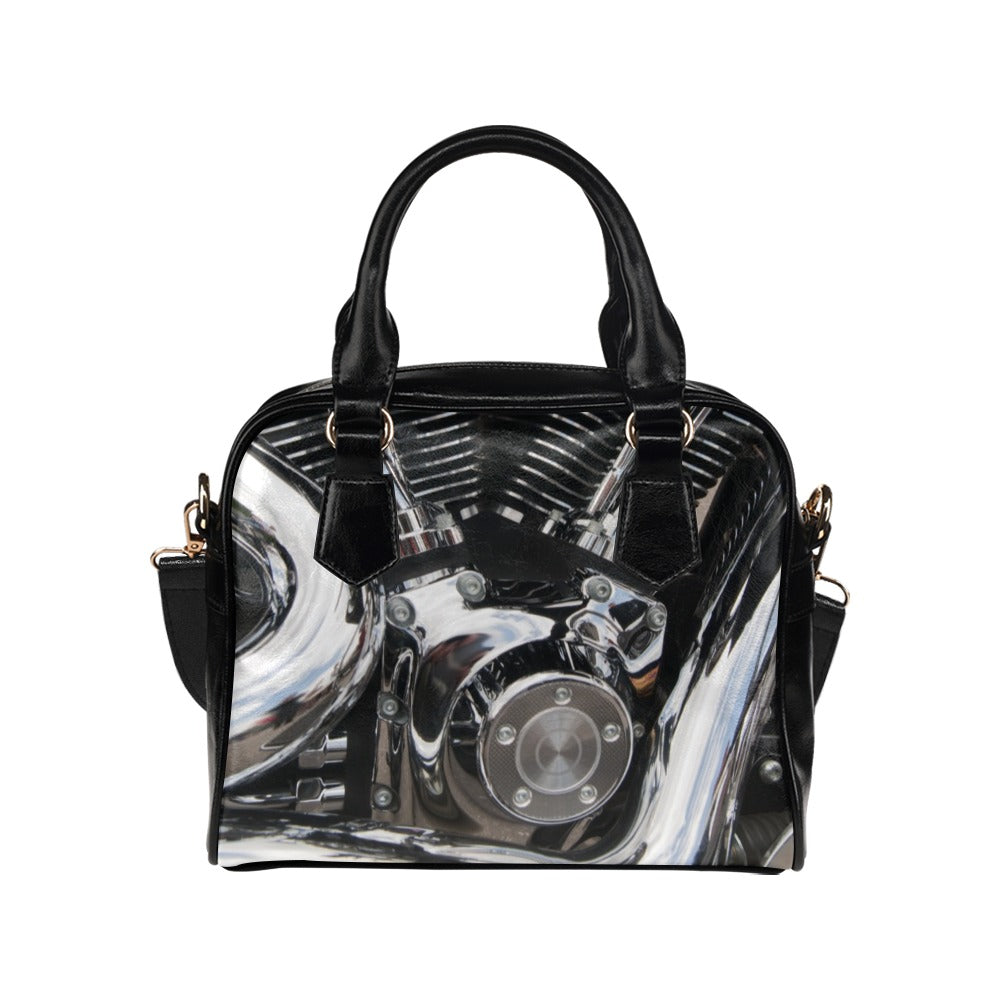 Motorcycle Engine Close Up Biker Shoulder Handbag