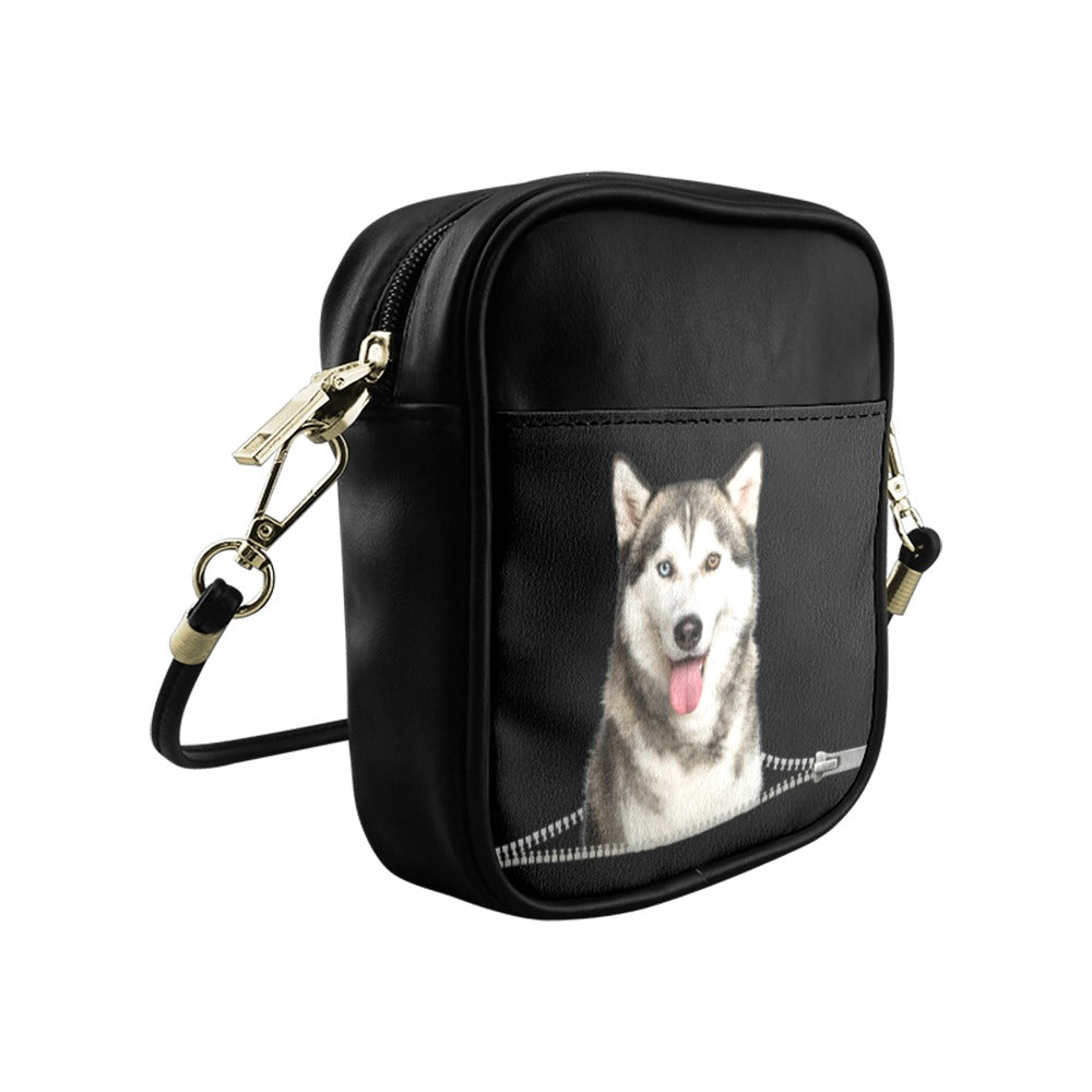 Siberian Husky Zip Sling Bag