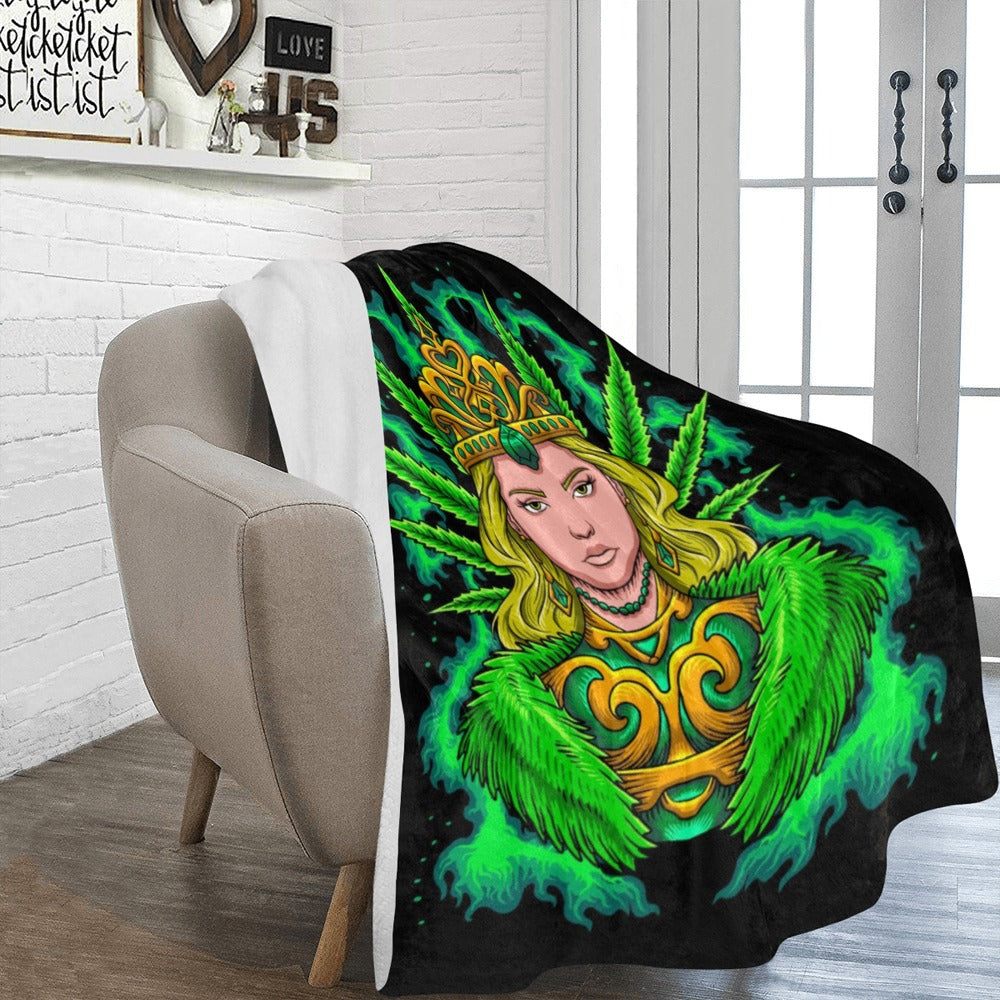 Royal Marijuana Queen Illustration Ultra-Soft Micro Fleece Blanket 60"x80"