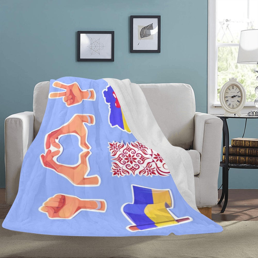 Freedom Ukraine Symbols With Flag Ultra-Soft Micro Fleece Blanket 60"x80"